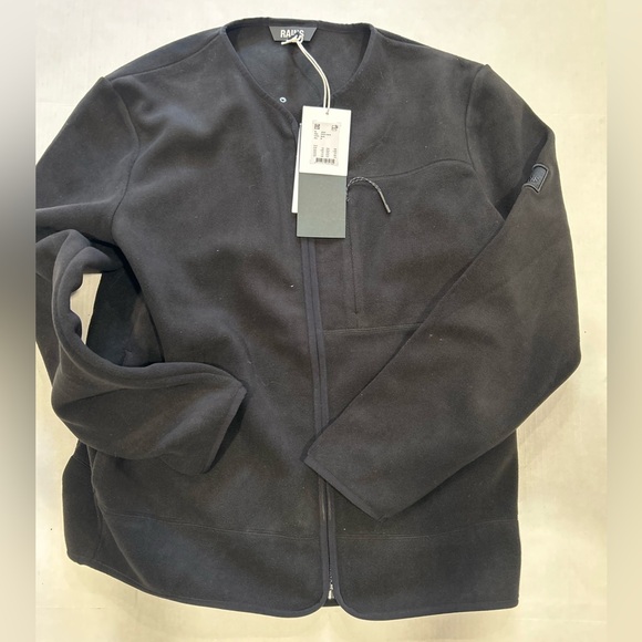 Rains Fleece Bomber Liner Jacket Size Medium NWT Solid Black - Picture 5 of 7